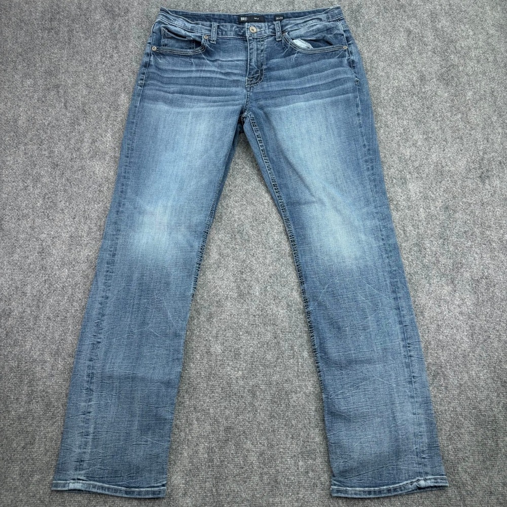 BKE Jeans Men 36x34 (Fit 36x32) Blue Nolan Relaxed Straight Repreve Poly Stretch